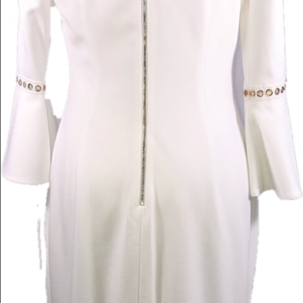 White Calvin Klein bell sleeve grommet dress - Picture 7 of 8